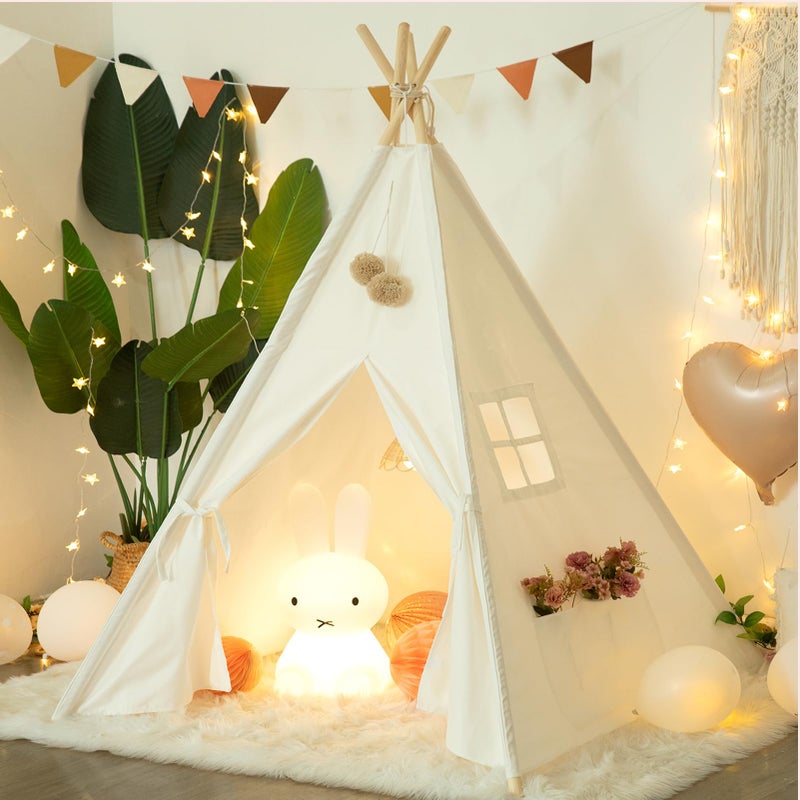 RongFa Teepee Tent for Kids-Portable Children Play Tent Indoor Outdoor (White) - Image 1